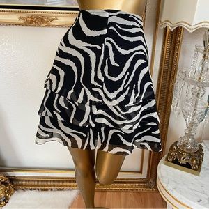 White House Black Market Silk Zebra Print Skirt